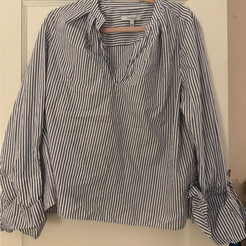 Derek Lam Black and White Striped Blouse